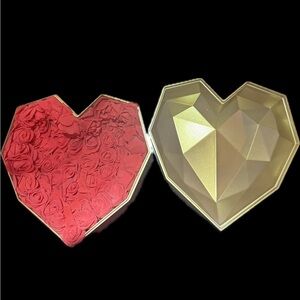 Heart-Shaped Red and Gold Gift Box